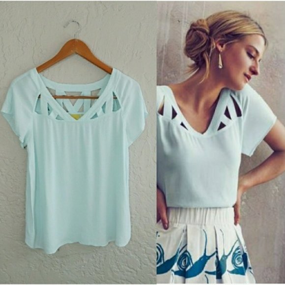 Anthropologie Maeve Tri Cut Blouse Size - Picture 1 of 4